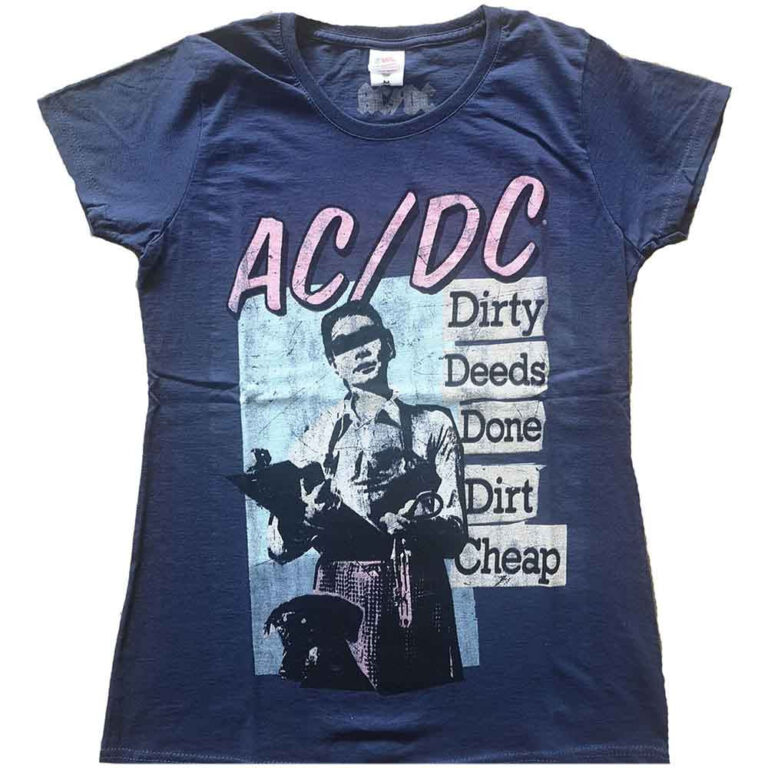 AC/DC Vintage DDDDC Navy Blue Ladies T-Shirt