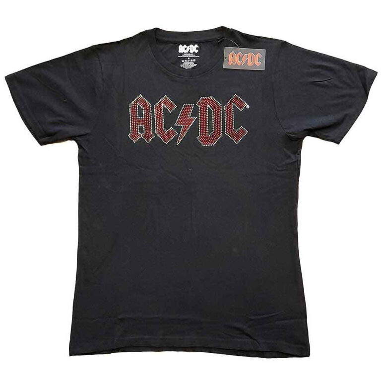 AC/DC Full Colour Logo Black Embellished T-Shirt