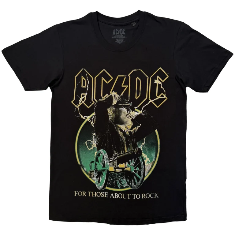 AC/DC For Those About To Rock Yellow Outlines Black T-Shirt