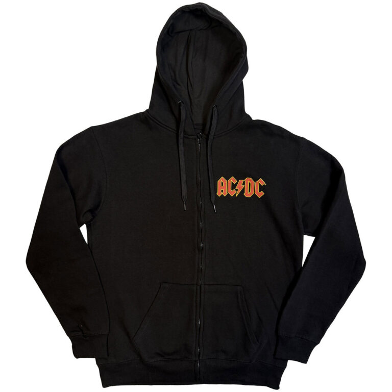 AC/DC Logo Black Back Print Zip Hoodie
