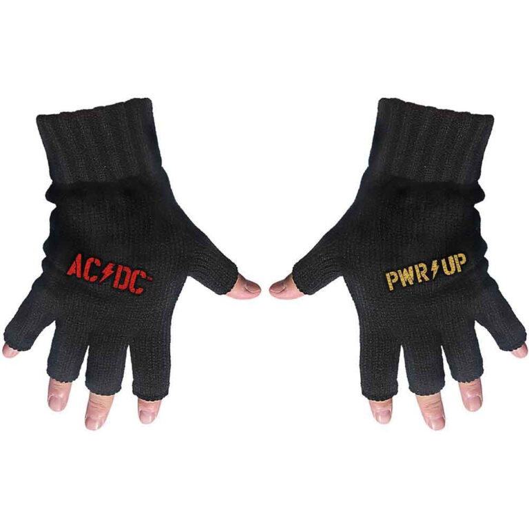 AC/DC Unisex PWR-UP Logo Black Fingerless Gloves