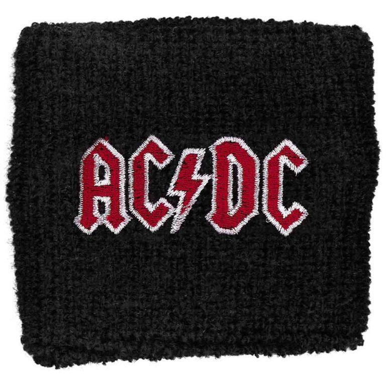 AC/DC Embroidered Wristband: Red Logo Embroidered Wristband