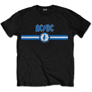 AC/DC Blue Logo & Stripe Black T-Shirt