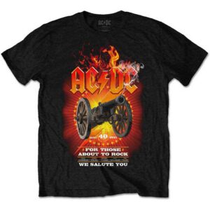 AC/DC FTATR 40th Flaming Black Back Print T-Shirt
