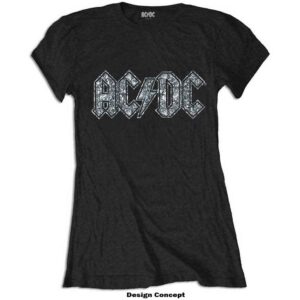 AC/DC Logo Black Embellished Ladies T-Shirt