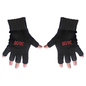 AC/DC Unisex Classic Red Logo Black Fingerless Gloves
