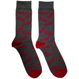 AC/DC Unisex Logo Pattern Charcoal Grey UK Size 6 - 11 Ankle Socks