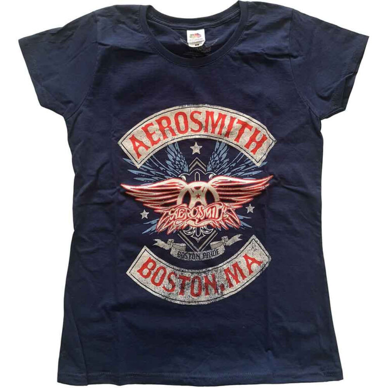 Aerosmith Boston Pride Navy Blue Ladies T-Shirt