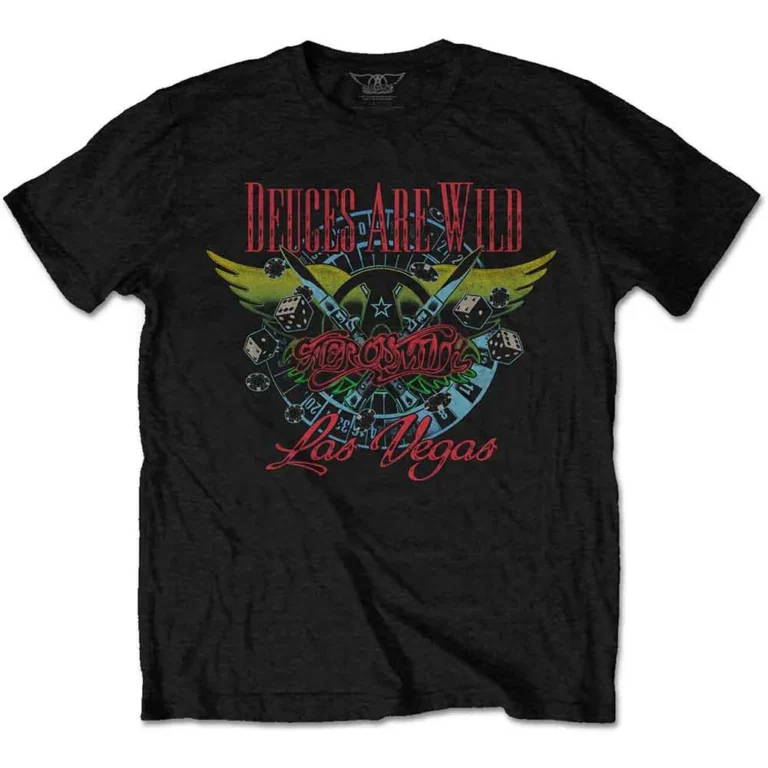 Aerosmith Deuces Are Wild, Vegas Black T-Shirt