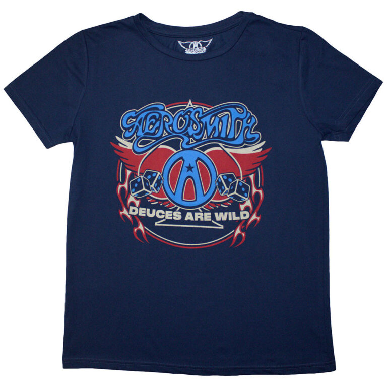 Aerosmith Rainbow Spade Denim Blue Ladies T-Shirt