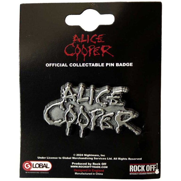 Alice Cooper Dripping Logo Silver Pin Badge