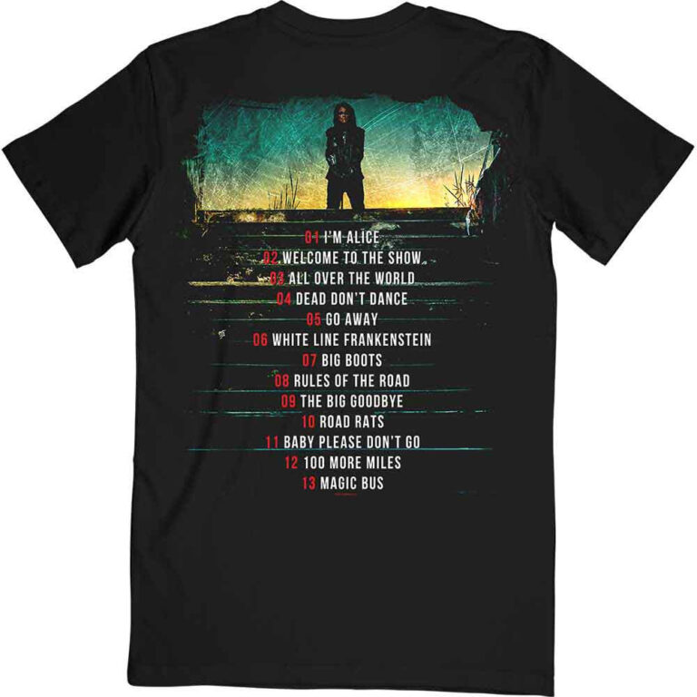 Alice Cooper Road Cover Tracklist Black Back Print T-Shirt