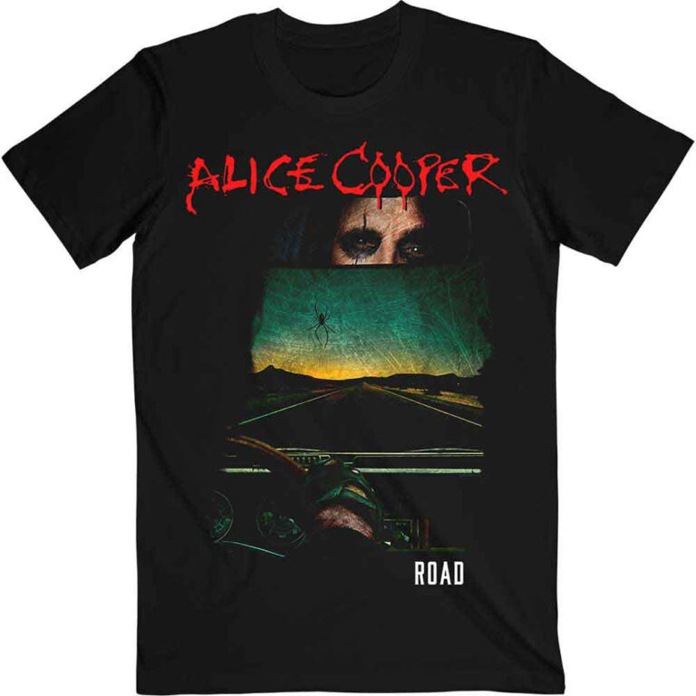 Alice Cooper Road Cover Tracklist Black Back Print T-Shirt