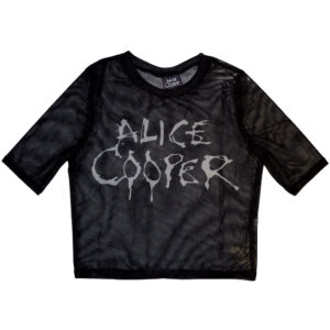 Alice Cooper Dripping Logo Black Mesh Ladies Crop Top