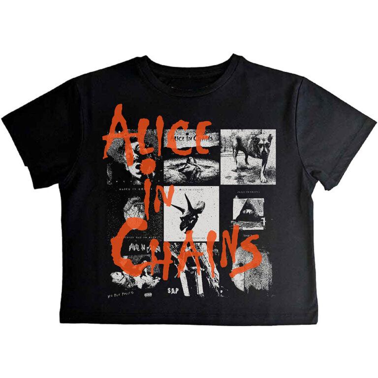 Alice In Chains Albums Montage Black Ladies Crop Top