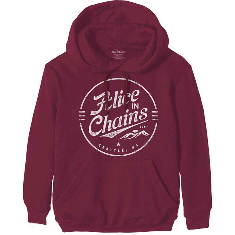Alice In Chains Circle Emblem Maroon Red Pullover Hoodie