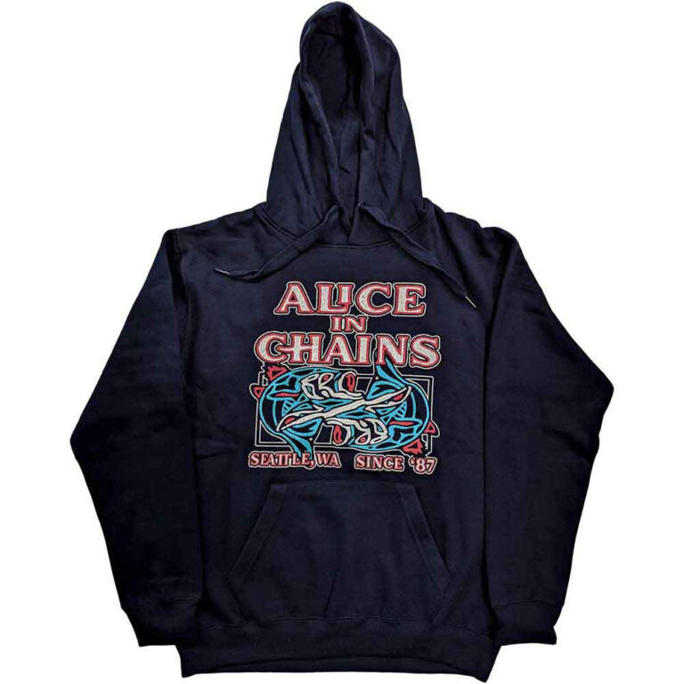 Alice In Chains Totem Fish Navy Blue Pullover Hoodie