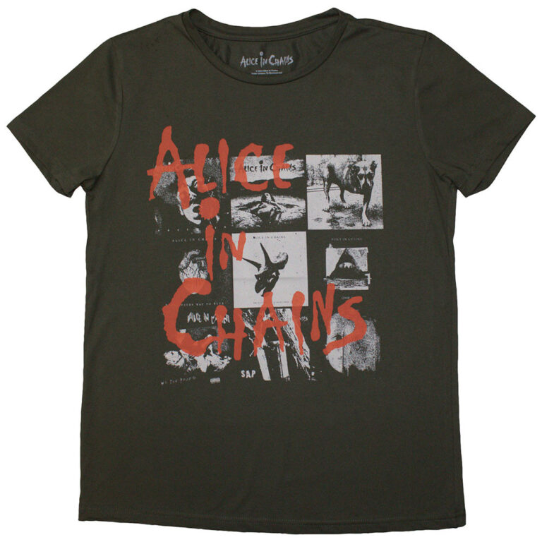 Alice In Chains Albums Montage Green Ladies T-Shirt