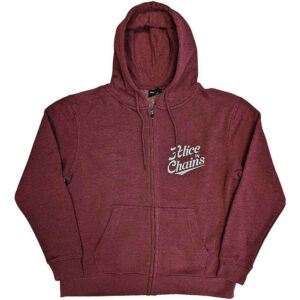 Alice In Chains Circle Emblem Maroon Red Back Print Zip Hoodie
