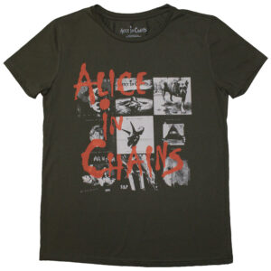 Alice In Chains Albums Montage Green Ladies T-Shirt