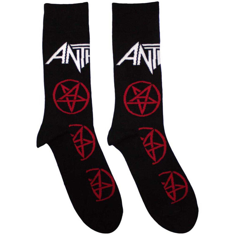 Anthrax Unisex Pentathrax Pattern Black UK Size 7 – 11 Socks