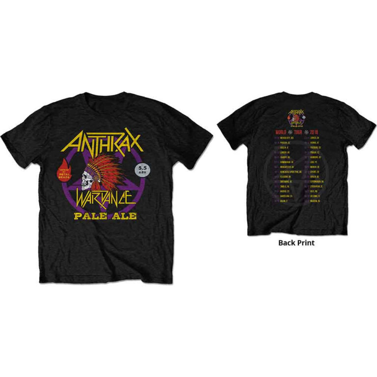 Anthrax War Dance Paul Ale World Tour 2018 Black Back Print & Ex-Tour T-Shirt
