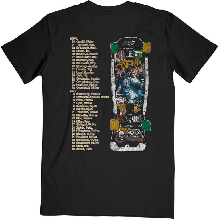 Anthrax Spreading Skater Notman Vintage Black Back Print T-Shirt