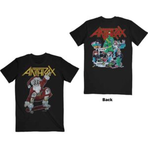 Anthrax Vintage Christmas Black Back Print T-Shirt