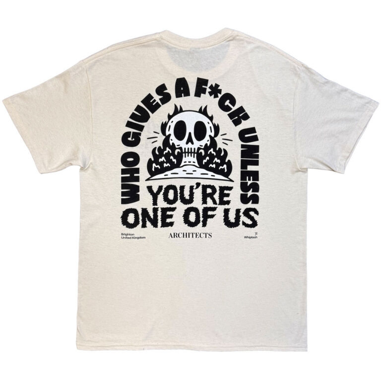 Architects Whiplash Who Gives A Fuck Natural Back Print Ex-Tour T-Shirt