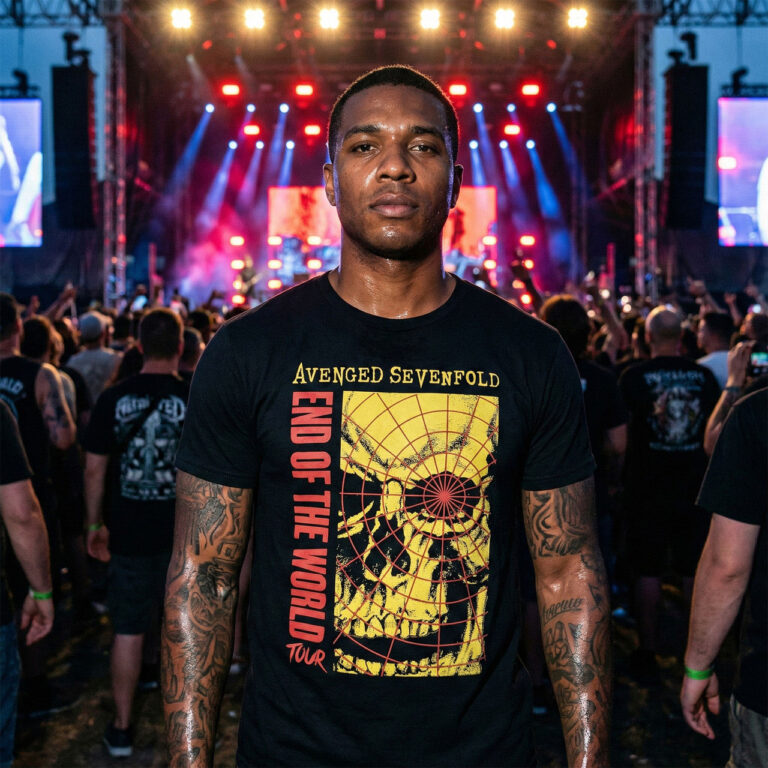 Avenged Sevenfold Unisex Premium Carbon T-Shirt: End Of The World Tour Black T-Shirt