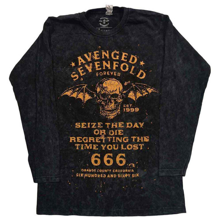 Avenged Sevenfold Seize The Day Black Wash Collection Long Sleeve T-Shirt