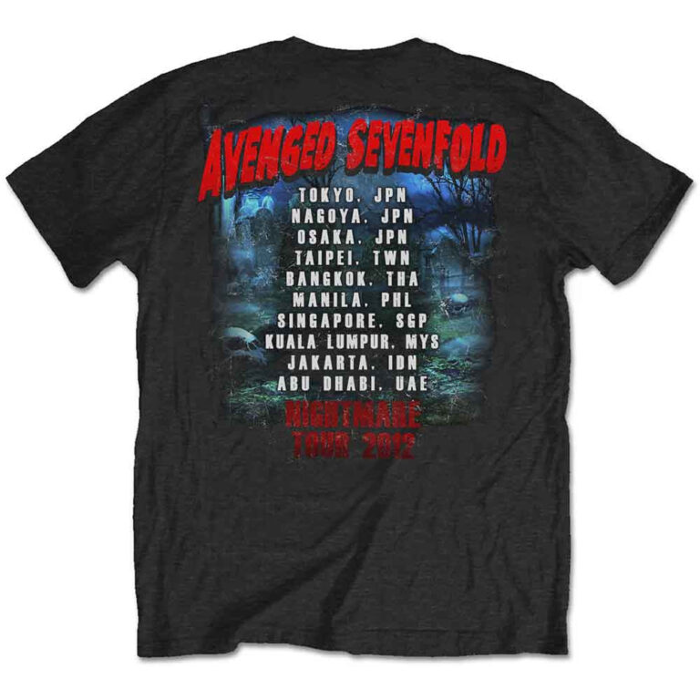 Avenged Sevenfold Buried Alive Tour 2012 Black Back Print T-Shirt
