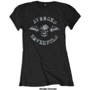 Avenged Sevenfold Death Bat Black Embellished Ladies T-Shirt