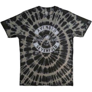 Avenged Sevenfold Deathbat Crest Charcoal Grey Wash Collection T-Shirt