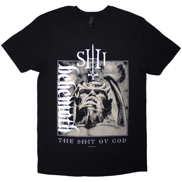 Behemoth The Shit Ov God Vertical Logo Cover Black Back Print T-Shirt