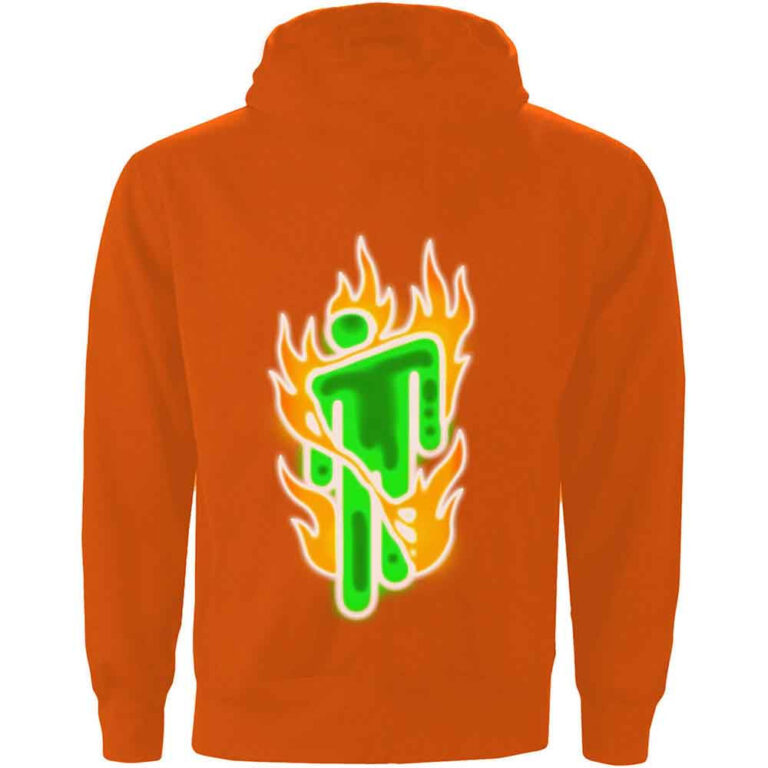 Billie Eilish Airbrush Flames Blohsh Orange Back Print Pullover Hoodie