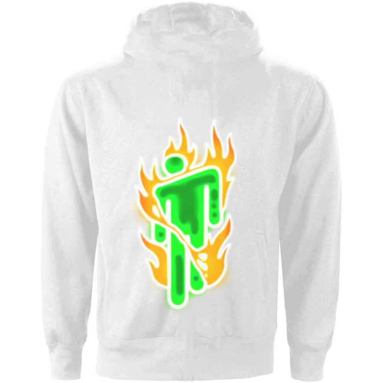 Billie Eilish Airbrush Flames Blohsh White Back Print Pullover Hoodie