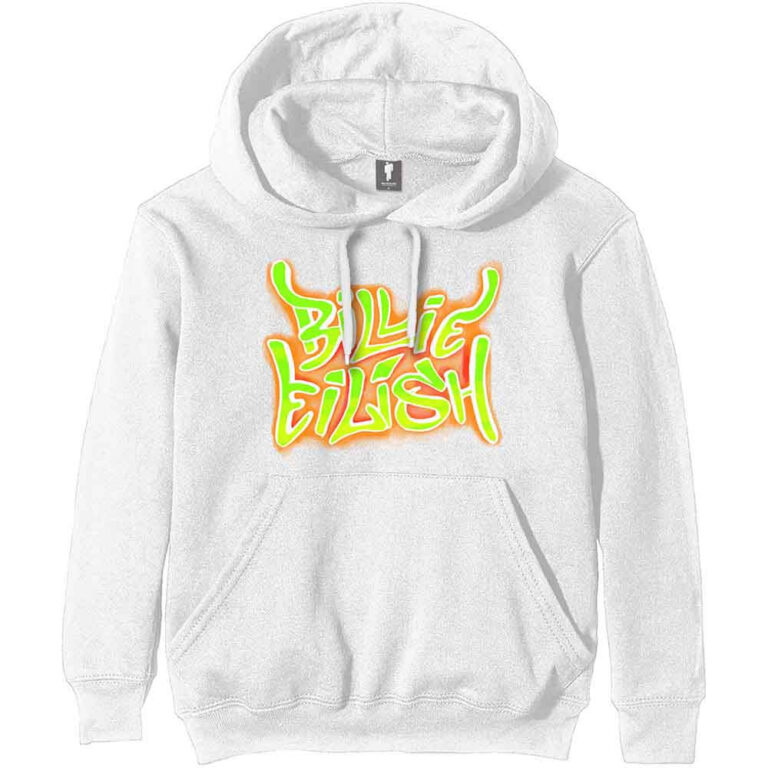 Billie Eilish Airbrush Flames Blohsh White Back Print Pullover Hoodie