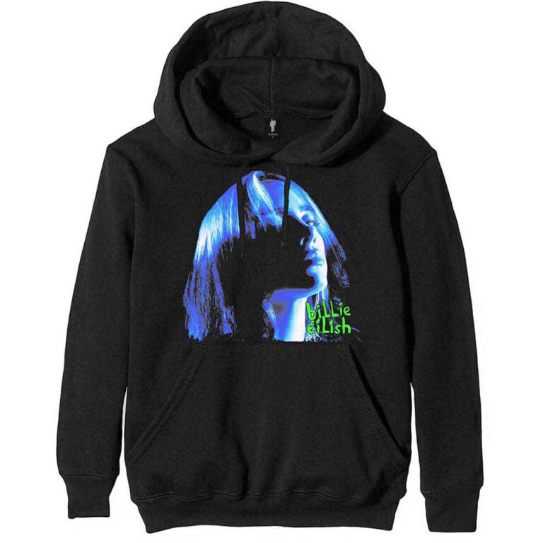 Billie Eilish Neon Shadow Blue Black Pullover Hoodie