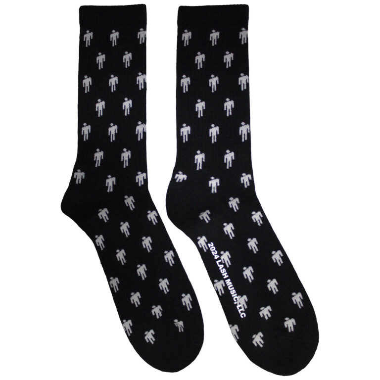 Billie Eilish Blohsh Pattern Black Terry Socks