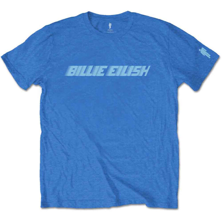 Billie Eilish Blue Racer Logo Blue Sleeve Print T-Shirt
