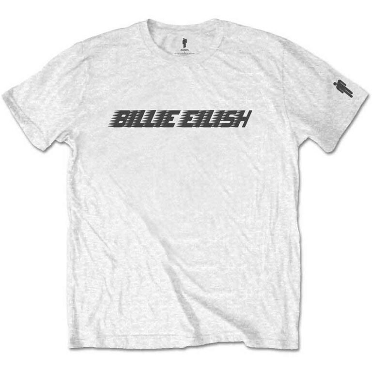 Billie Eilish Black Racer Logo White Sleeve Print Kids T-Shirt
