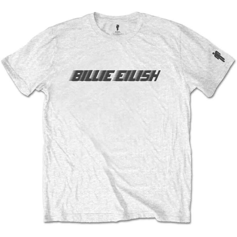 Billie Eilish Black Racer Logo White Sleeve Print T-Shirt