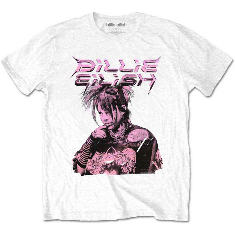 Billie Eilish Purple Illustration White T-Shirt