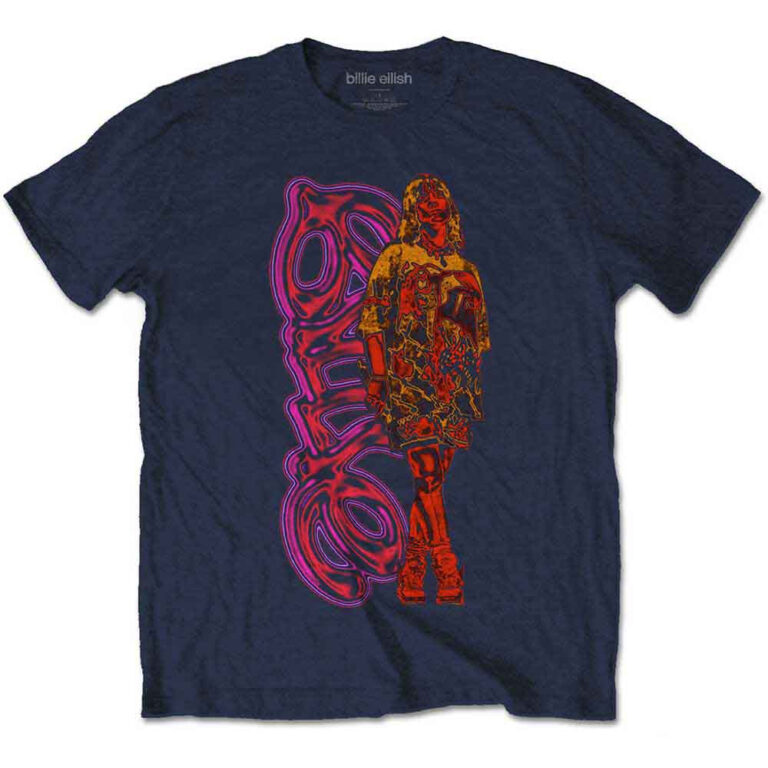 Billie Eilish Neon Logo & Billie Navy Blue T-Shirt