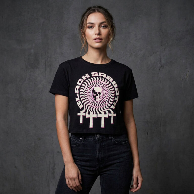 Black Sabbath Hypnotic Skull Black Ladies Crop Top