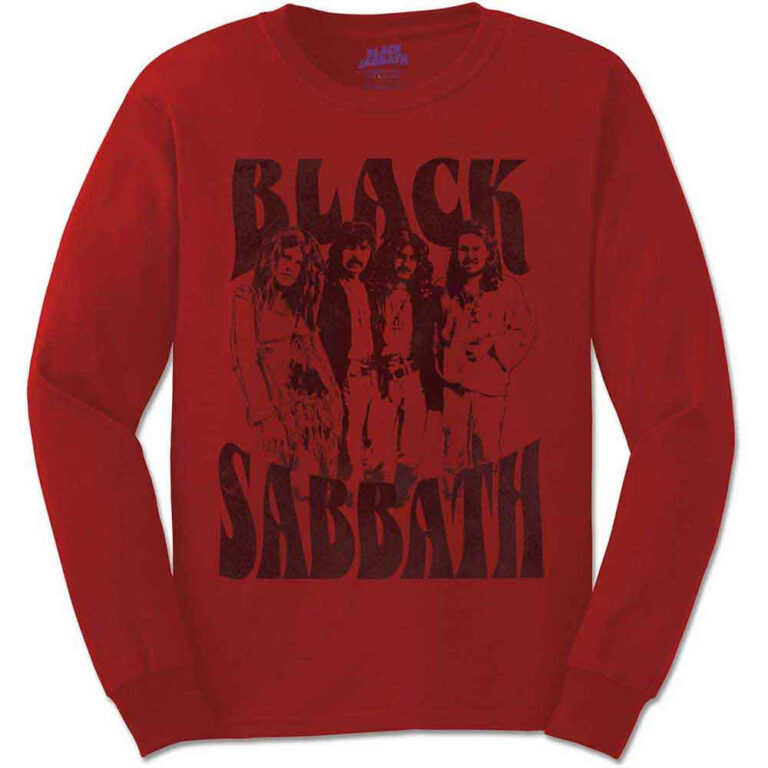 Black Sabbath Band and Logo Red Long Sleeve T-Shirt