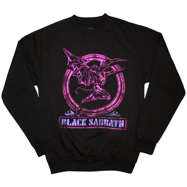 Black Sabbath Neon Pink Henry Black Oversized Sweatshirt