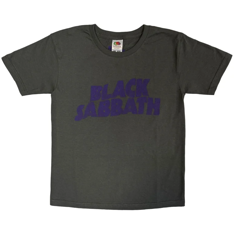 Black Sabbath Wavy Logo Charcoal Grey Kids T-Shirt