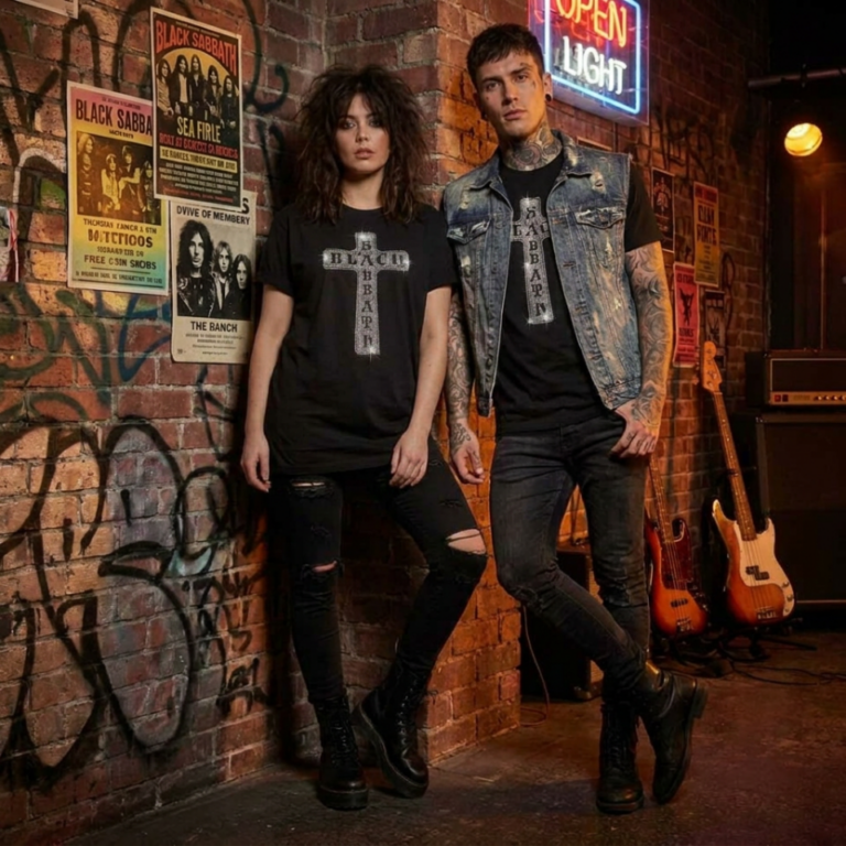 Black Sabbath Cross Black Embellished T-Shirt